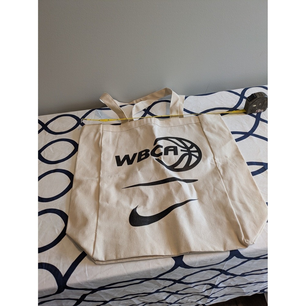 Nike WBCA Womens Basketball Coaches Association Canvas Tote Bag Cream Black